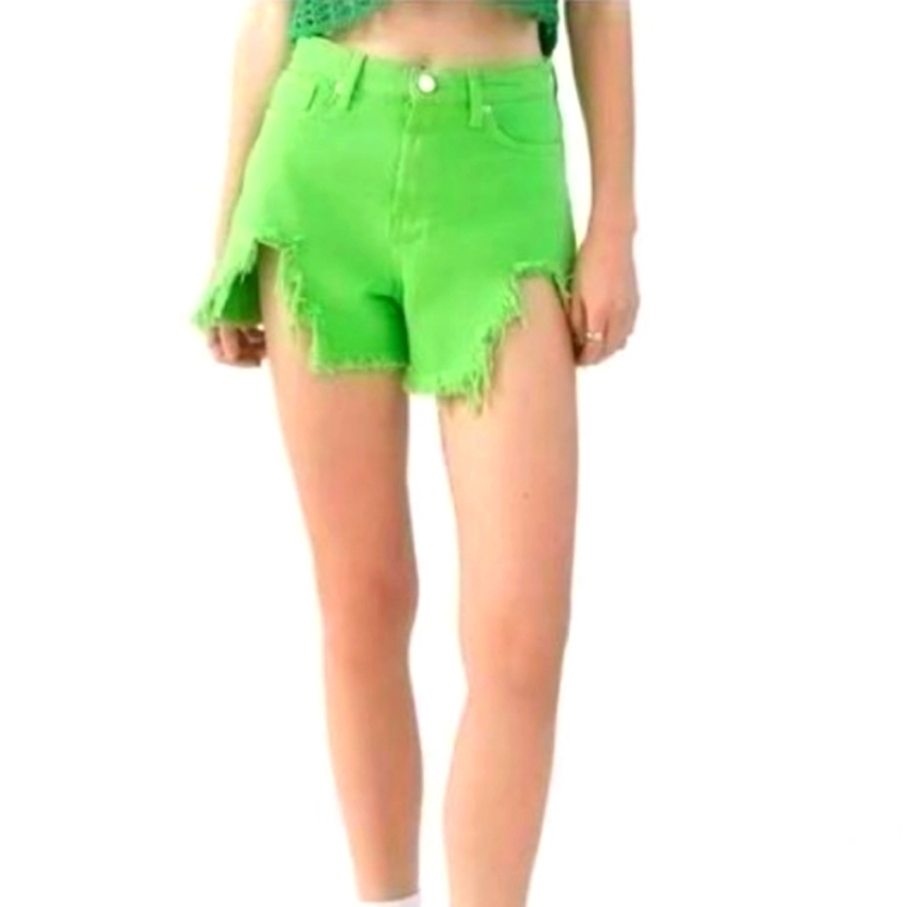 BDG Bright Green Distressed Jean Shorts